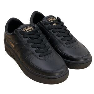 Gola Shoes Womens 6 Grandslam Leather Platform Sneakers Black Gold Casual Logo
